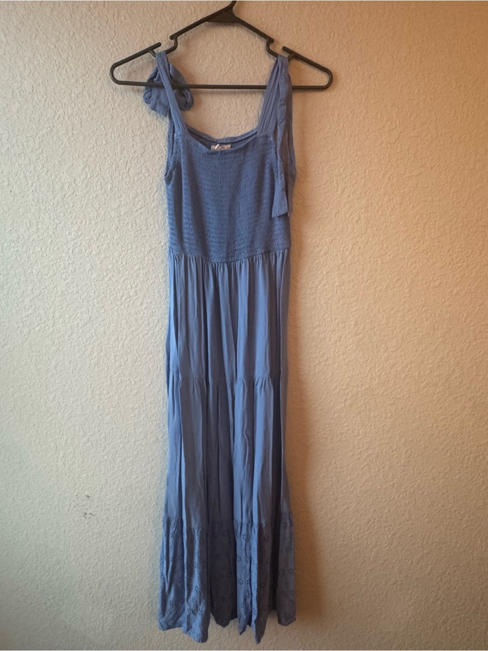 Maurices Dusty Blue Tie-Shoulder Maxi Dress